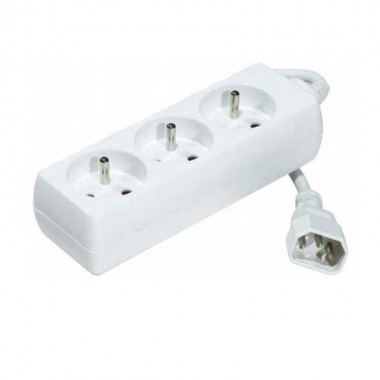 Regleta de enchufes 3 schuko 16A 230V blanca con interruptor y cable de 3m  - Cablematic