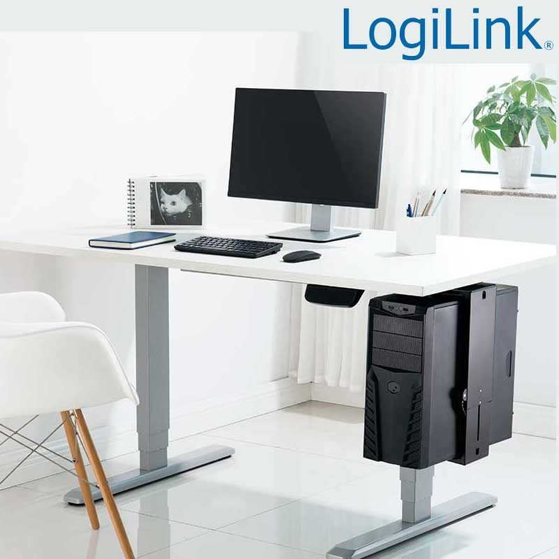 Logilink EO0030 - Soporte CPU bajo mesa, Giratorio, Bloqueo Fácil