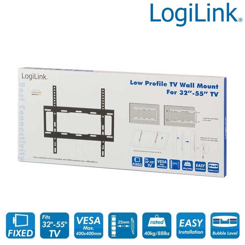 Logilink BP0011 - Soporte TV de Pared Fijo, 32-55'', 40 kg