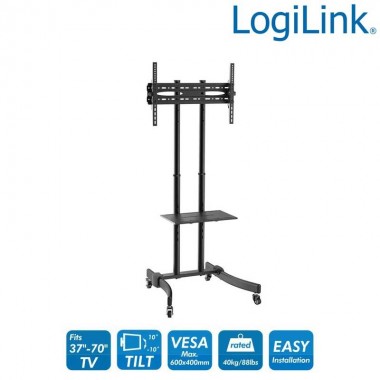 Logilink BP0026 - Soportes de suelo ''Carrito'' de Altura ajustable, 37-70'', 40 Kg