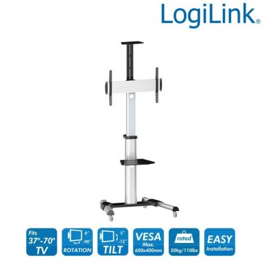 Logilink BP0025 - Soportes de suelo ''Carrito'' de Altura ajustable, 37-70'', 50 Kg