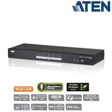 Aten CS1644A - KVM de 4 Puertos USB DVI para Doble Pantalla