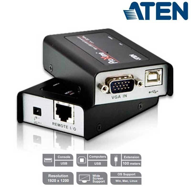 Aten CE100 Extensor KVM USB-VGA 100m Tamaño Mini