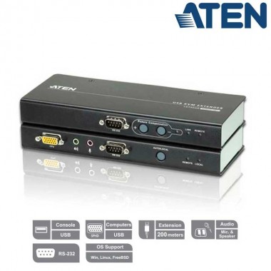 Aten CE750A - Extensor KVM USB-VGA con Audio y RS232 (200m) | Marlex