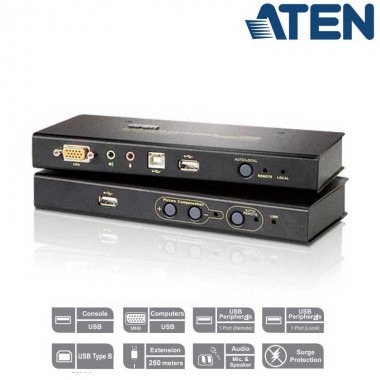 Extensor KVM USB-VGA con Audio y puerto USB (250m) Aten CE800B