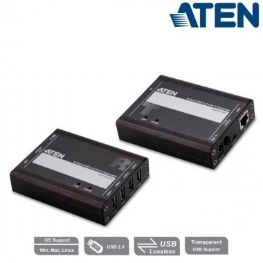 Aten UCE32100 - Extensor USB 2.0 CAT 5 de 4 puertos (hasta 100 m)