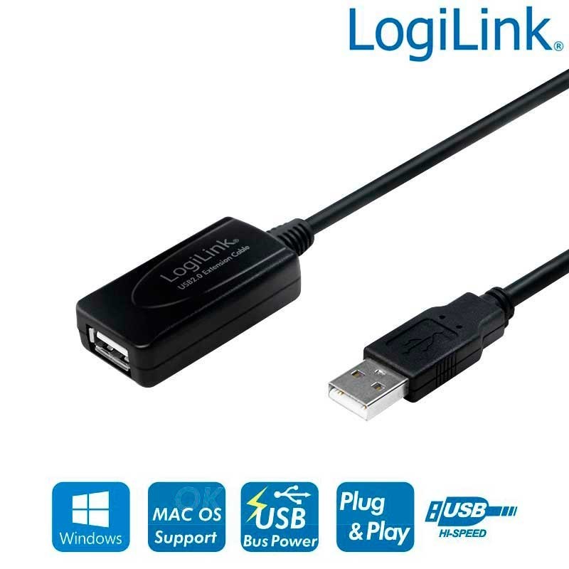 Logilink UA0143 - Cable Amplificador USB 2.0 (10m) | Marlex Conexion