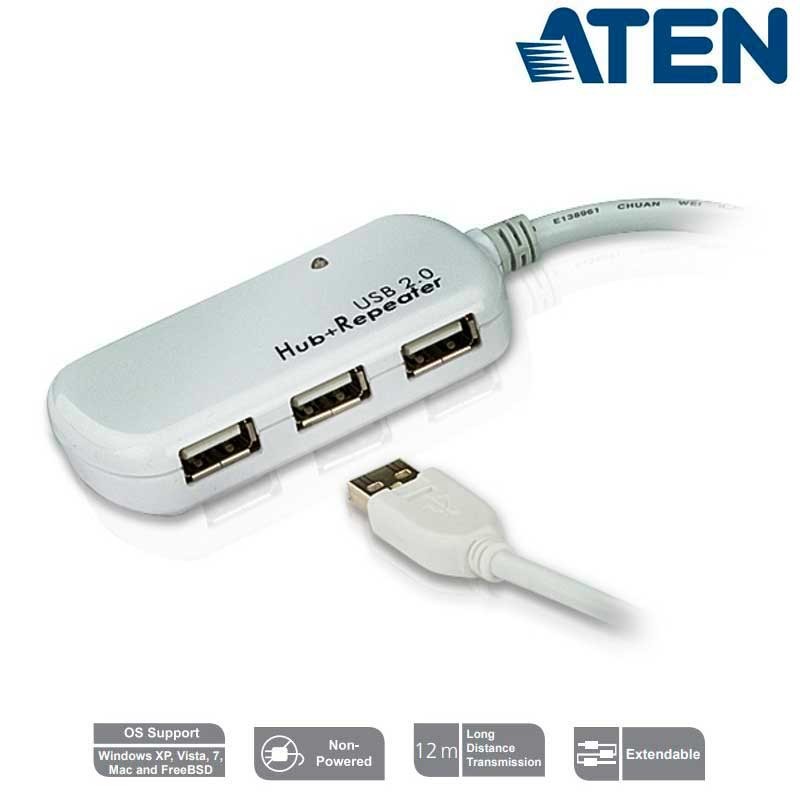 Aten UE2120H - Cable Amplificador USB 2.0 de 4 Puertos (12m ) | Marlex