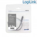 Logilink CU0128 - 0,5m Cable USB 3.2 (Gen 2) Tipo USB-C, Negro