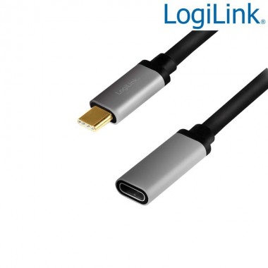 0,5m Cable USB 3.2 (Gen 2) Tipo C, Macho-Hembra, Negro Logilink CUA0105