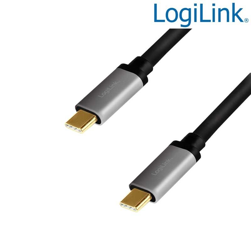 Logilink CUA0106 - 1,5m Cable USB 2.0 Tipo C Macho-Macho, Negro/Gris