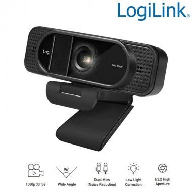 Logilink UA0381 - Webcam USB Angulo Visión 96º 1920x1080p FULL HD