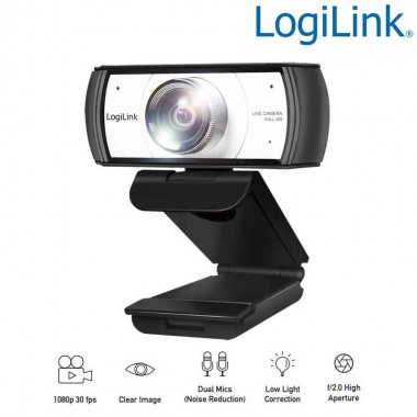 Logilink UA0377 Webcam USB Angulo Visión 120º 1920x1080p FULL HD