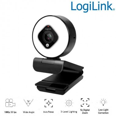 Logilink UA0384 - Webcam USB Angulo Visión 76º 1920x1080p FULL HD
