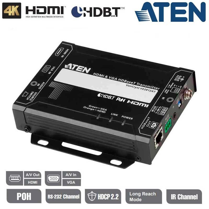 Aten-VE2812AT - Transmisor HDMI y VGA HDBaseT con POH (4K a 100 m) 