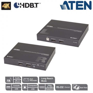 Extensor de KVM USB DisplayPort doble pantalla HDBaseT™ 2.0 Aten CE924