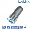 Logilink PA0252 - Cargador de coche USB, 1x USB-C PD, 1x USB-A QC
