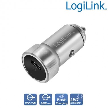 Logilink PA0260 - Cargador de coche USB, 1x USB-C PD | Marlex conexion