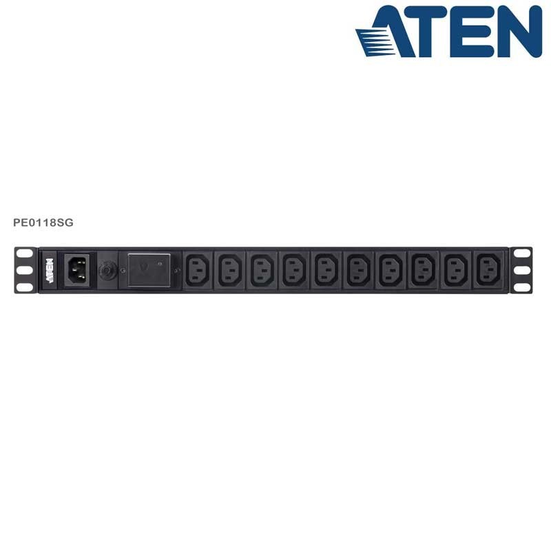 Aten PE0118SG - PDU Básica 1U de 18 Tomas C13, con protección sobretensión,10A