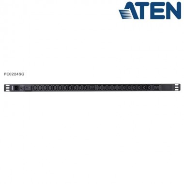 Aten PE0224SG - PDU Básica 0U de 22 Tomas C13 y 2 C19, con protección sobretensión,16A