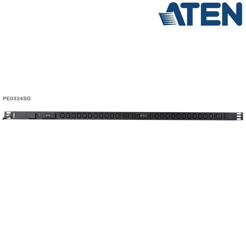 Aten PE0324SG - PDU Básica 0U de 22 Tomas C13 y 2 C19, con protección sobretensión,32A