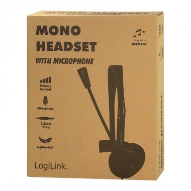 Logilink HS0054 - Auricular Mono con Microfono, conector de 3,5mm