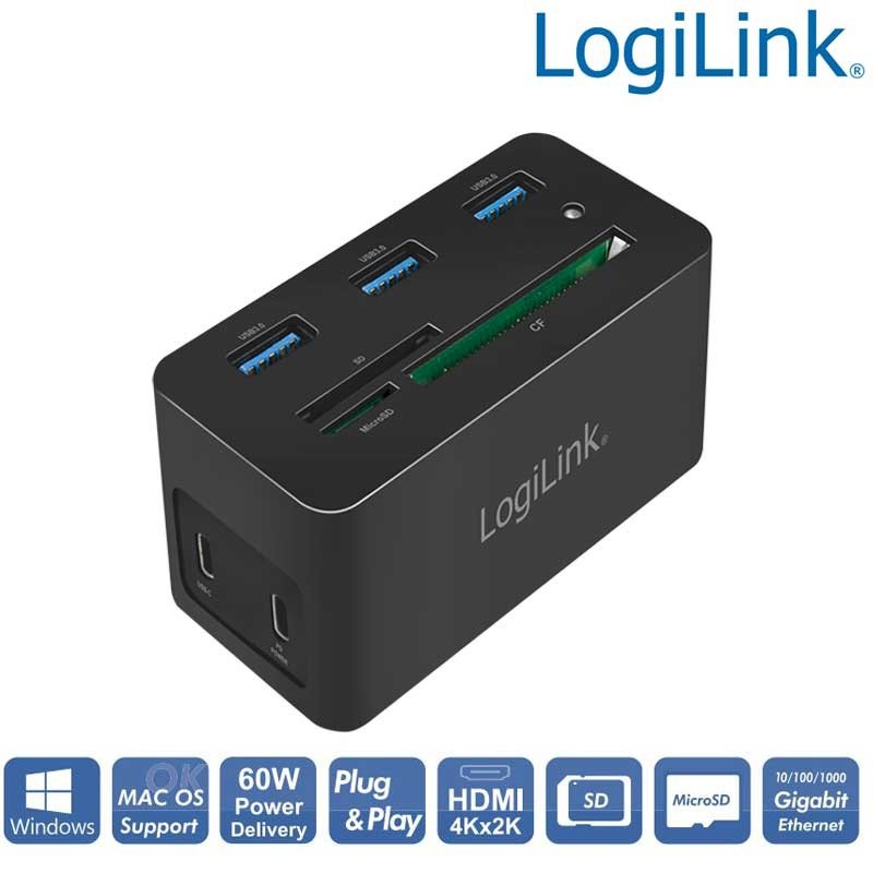 LOGI-UA0370 - Docking Station USB-C 3.2 Gen 1, Expansión 10 en 1 