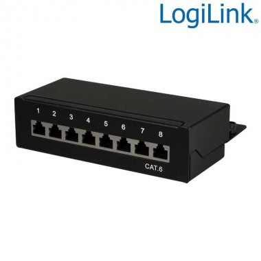 Logilink NP0017B - Patch Panel Sobremesa Cat. 6 FTP 8 puertos, Negro