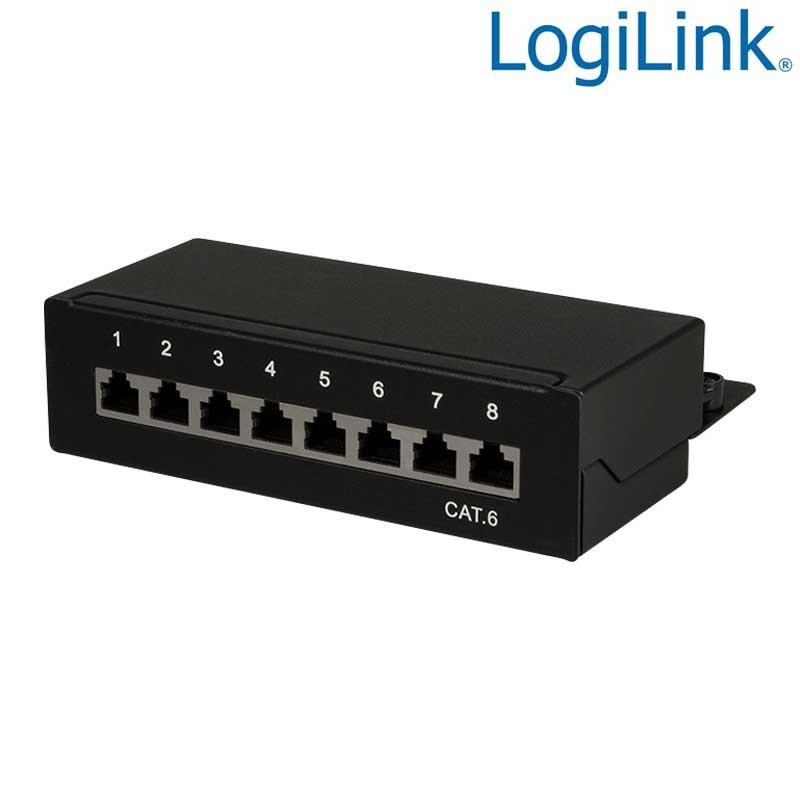 Logilink NP0017B - Patch Panel Sobremesa  Cat. 6 FTP 8 puertos, Negro