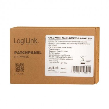 Logilink NP0016A - Patch Panel Sobremesa  Cat. 6 FTP 8 puertos, Beige | Marlex Conexion