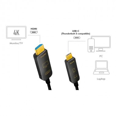 Logilink CUF0101 - 15m Cable USB 3.2 (Gen 2) tipo C Macho a HDMI UHD 4K/60Hz, AOC, Negro