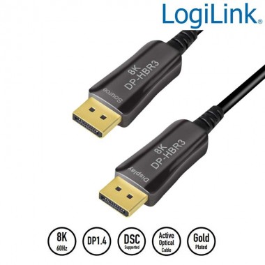 Logilink CDF0100 - 15m Cable DisplayPort 1.4 (8K/ 60Hz) AOC Negro