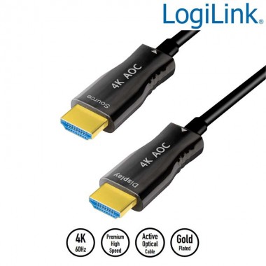 Logilink CHF0102 - 20m Cable HDMI 2.0 con Ethernet 4K/60Hz, AOC, Negro