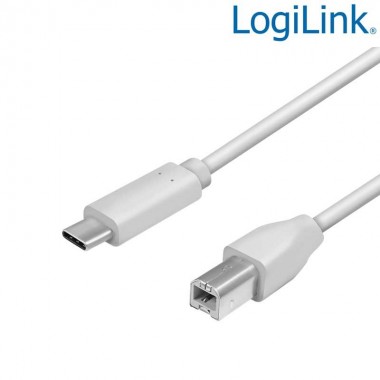 Logilink CU0160 - 1m Cable USB 2.0 Tipo C Macho a USB-B, Gris