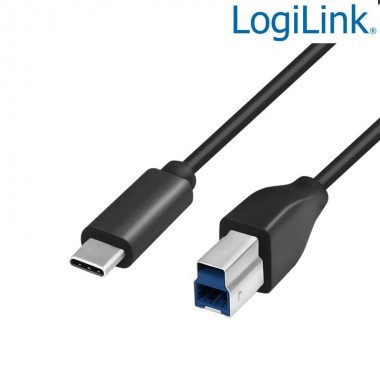 Logilink CU0162 - 1m Cable USB 3.2 (Gen 1) tipo C Macho a USB-B 3.0 Macho, negro