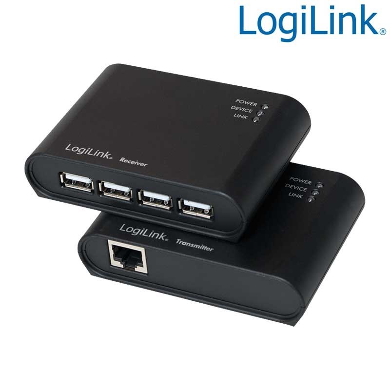 Logilink UA0230 - Extensor USB 2.0 CAT 5 de 4 puertos (hasta 50 m) 