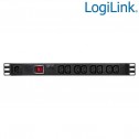 Logilink PDU8A02 - Regleta de alimentación Rack 19" de 8 IEC3210 C13 protegida con interruptor