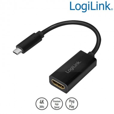 Logilink UA0236A - Conversor USB 3.2 (Gen 1) Tipo C a HDMI 4K/30Hz, Negro