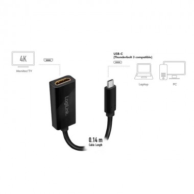 Logilink UA0236A - Conversor USB 3.2 (Gen 1) Tipo C a HDMI 4K/30Hz, Negro