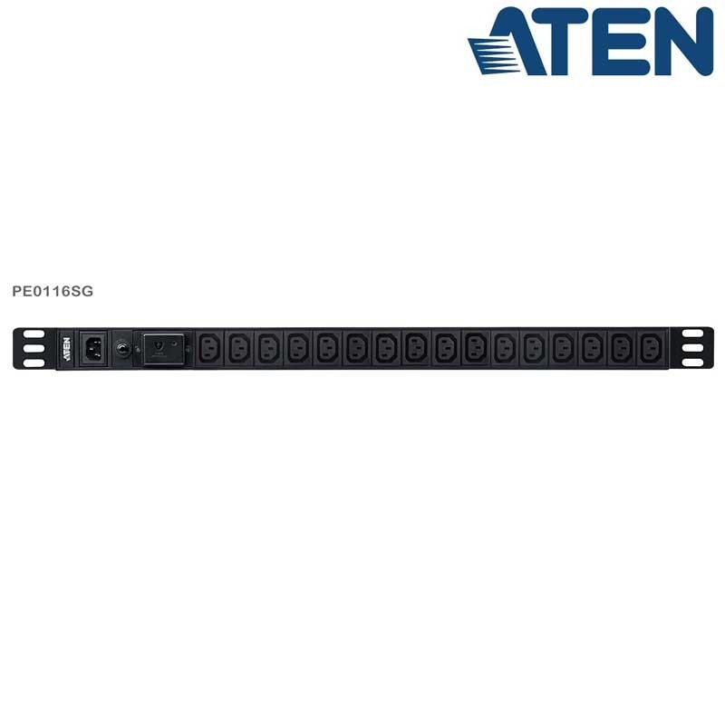 Aten PE0116SG - PDU Básica 0U de 16 Tomas C13, con protección sobretensión,10A