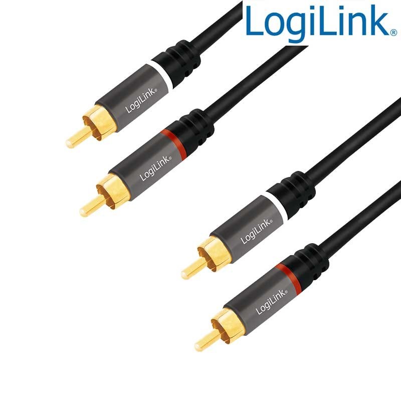 Logilink CA1209 - 10m Cable Audio Stereo 2 RCA Macho - 2 RCA Macho, Metal