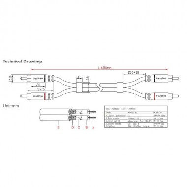 Logilink CA1207 - 5m Cable Audio Stereo 2 RCA Macho - 2 RCA Macho, Metal