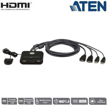 KVM de 2 Puertos USB FHD HDMI Aten CS22HF