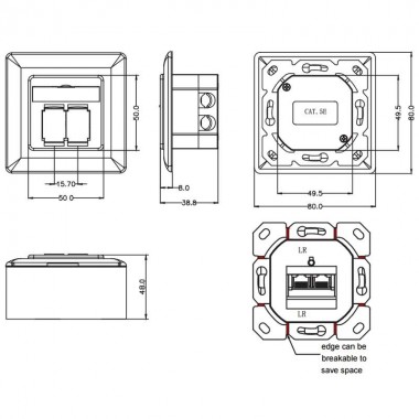 Logilink NP0035 - Caja de Superficie/Empotrar Cat.5e 2 RJ45 Angulo 40º | Marlex Conexion