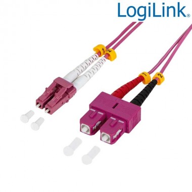 1m Cable Fibra Óptica OM4 LC-SC 50/125 MultiModo Duplex Logilink FP4LS01