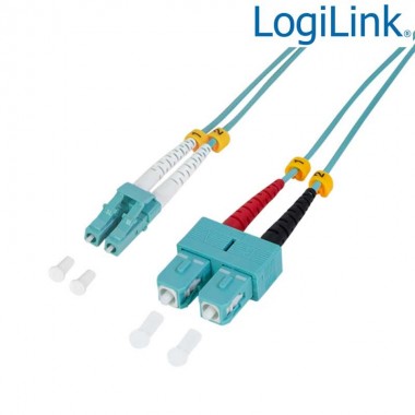 1m Cable Fibra Óptica OM3 LC-SC 50/125 MultiModo Duplex Logilink FP3LS01