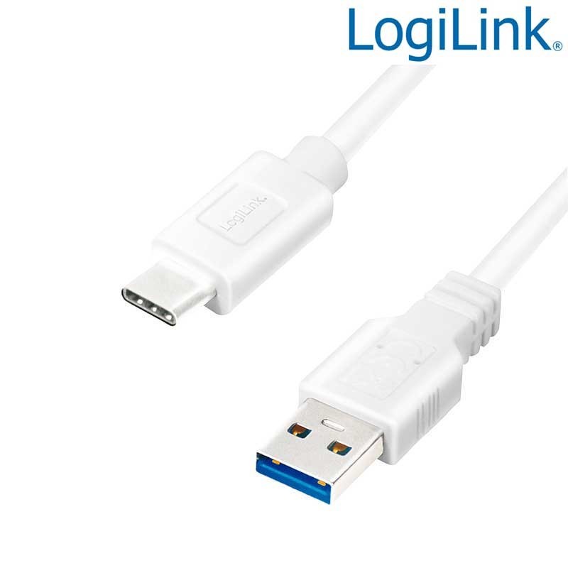 Logilink CU0173 - 0,5 m Cable USB 3.2 (Gen 1) tipo C)Macho a USB 3.0-A Macho, Blanco
