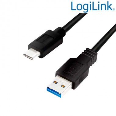 0,5 m Cable USB 3.2 (Gen 1) tipo C Macho a USB 3.0 (tipo A) Macho, Negro Logilink CU0167