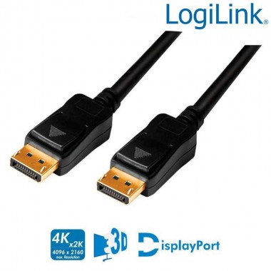 15m Cable DisplayPort 1.2 Negro Activo Logilink CV0113