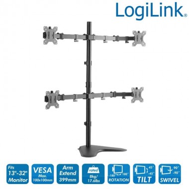 Logilink BP0046 - Soporte de Mes para cuatro monitores de 13 a 32''